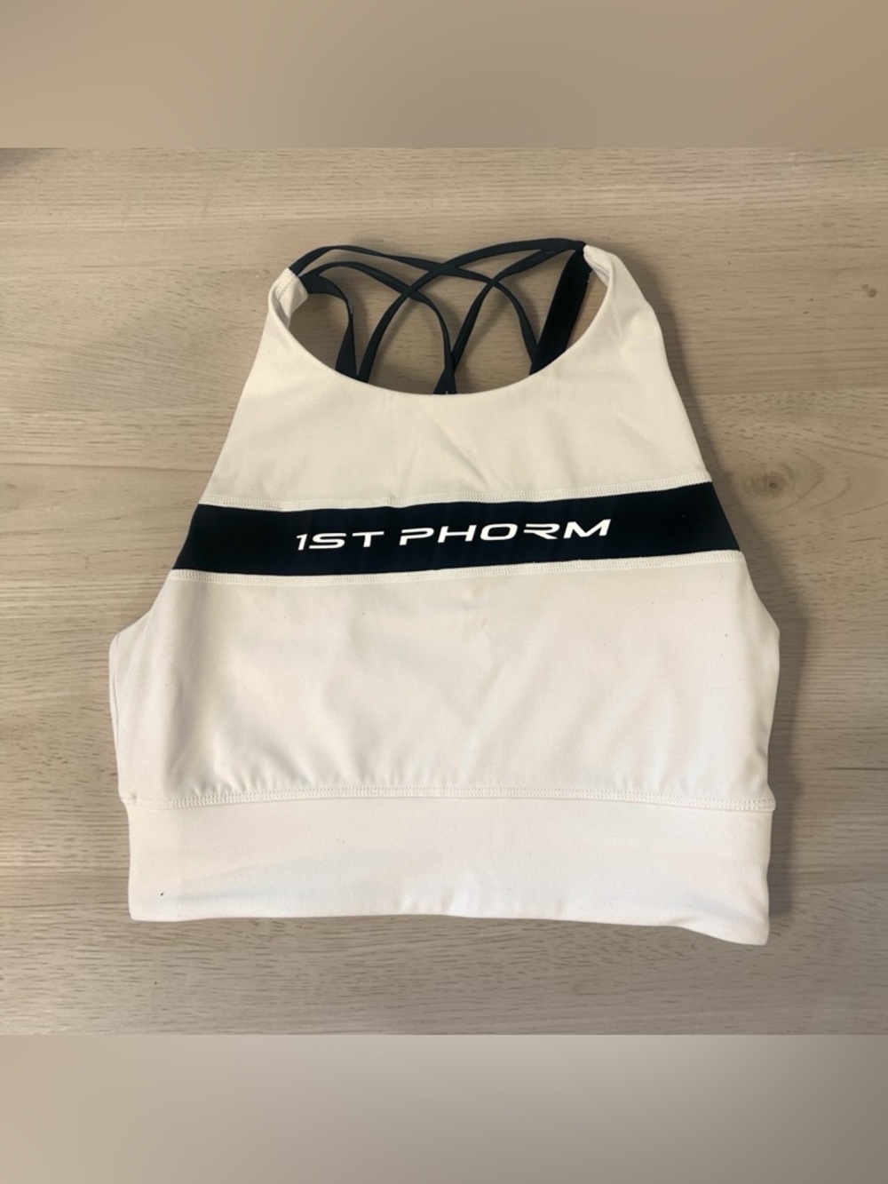 1st Phorm White & Black Strappy Revolution Sports Bra Women’s M